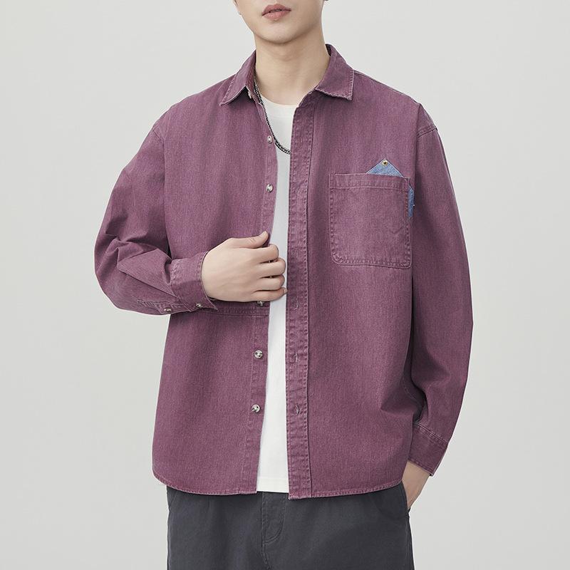 

Весна Новая Японская Ретро Мужская Свободная Хлопковая Повседневная Рабочая Рубашка в Американском Стиле с Длинным Рукавом 4XL