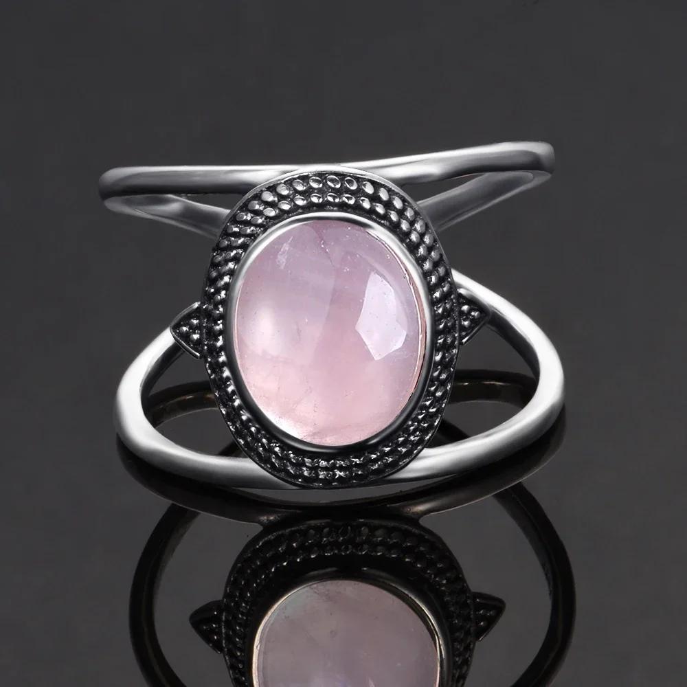 

Кільце для жінок Овальне кругле кільце з рожевого кварцу Подарунок у формі сонця Ретро-розкішні прикраси 9