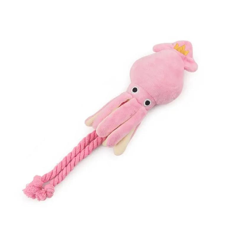 

Cute Squid Small Dog Toy Sound BB Plush Pet Puppy Rope Toys Pink Chew Squeak Toys For Cat