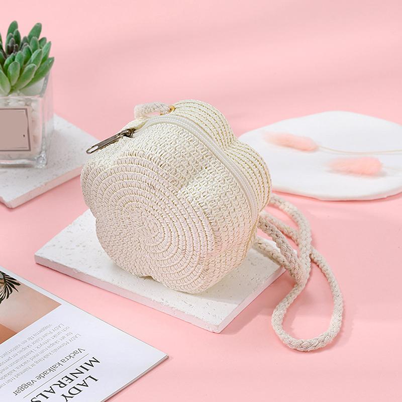Handmade Kids Girls Shoulder Bag Flower Straw Baby Bags Messenger Bag Children Keys Coin Purse Cute Princess Mini Handbag