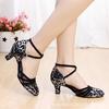 Women's Latin Dance Shoes Closed Toe Shoes Ballroom Outdoor Dance Shoes Low Heeled