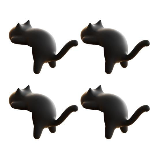 4Pcs Desk Edge Cat Cat Shape Hangers No-Drill Adhesive Table Edge Hooks Cute Backpack Hook Holds