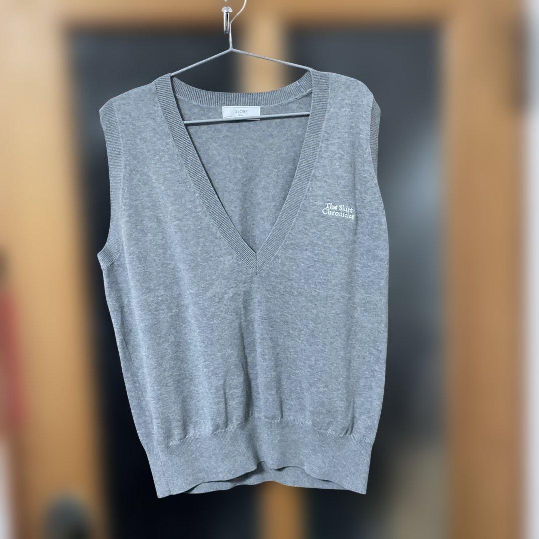 SLOBE iENA Gray V-neck knit vest