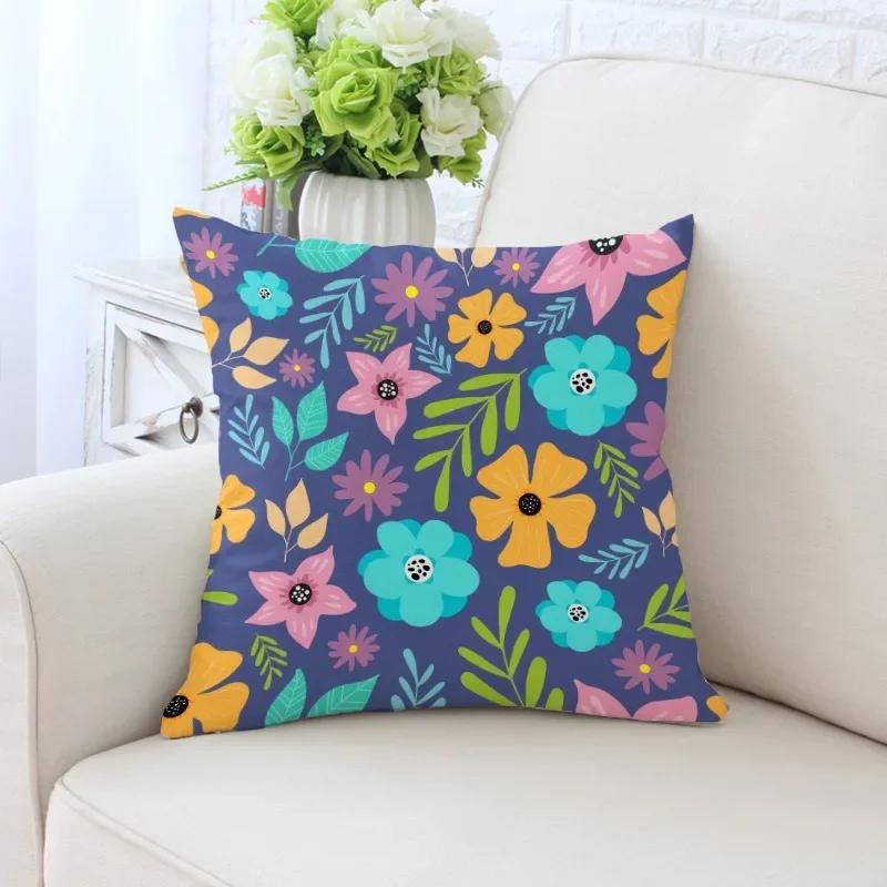 

Luxury Home Decor Pillowcase Tropical Rainforest Plant Flower Coconut Print Office Sofa Car Cushion Cover 66x66cm бордовый