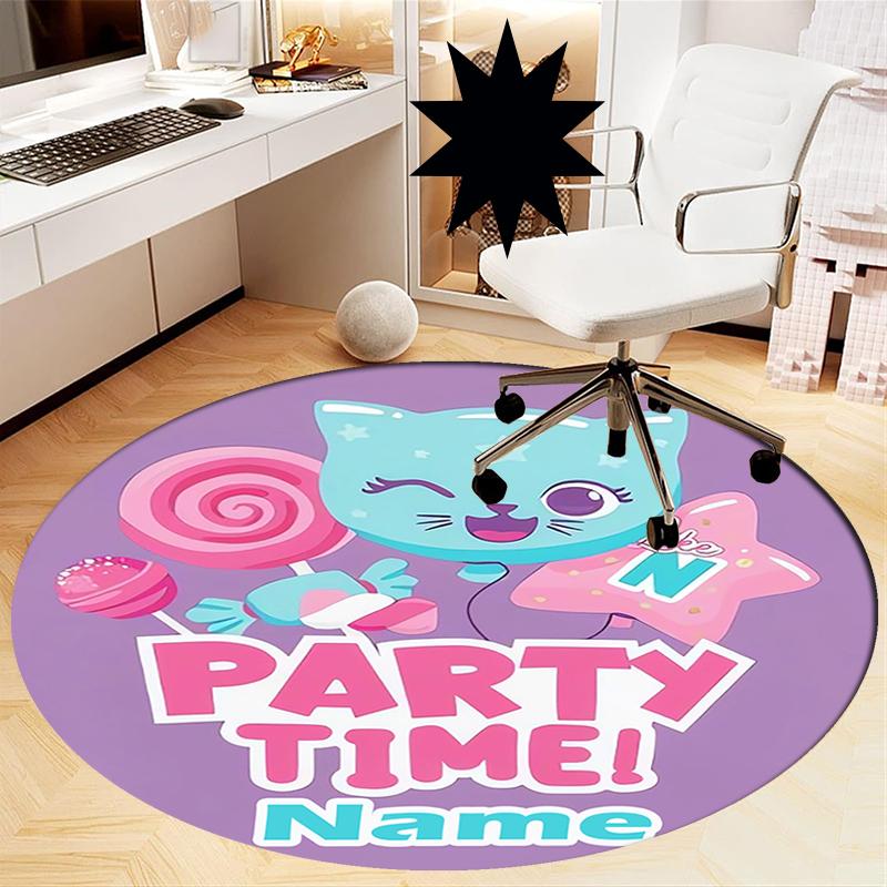 Custom Name Like Nastya Printed Round Rug Carpet Chair Rug Area Rug Entryway Doormats,for Office Chair Living Room Bedroom Kitchen Room.