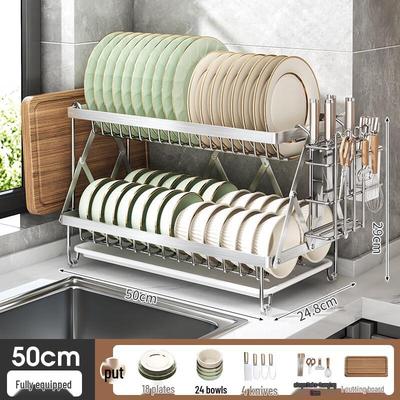Zhi Shi Stainless Steel Double-Layer Foldable Dish Drying Rack
