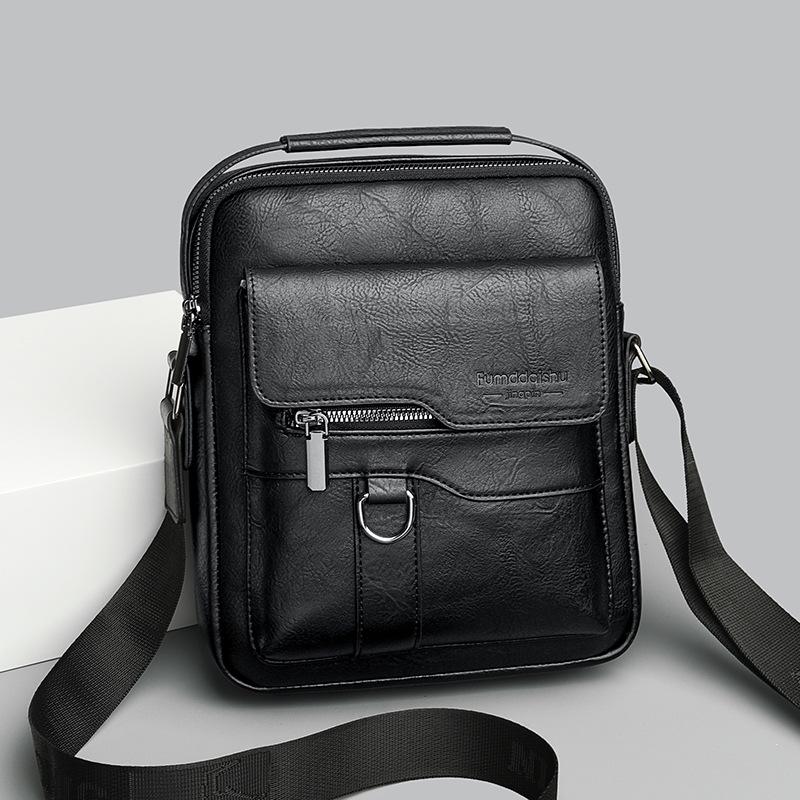 New Messenger Bag Men's Shoulder Bag Retro Vertical Portable Business Men's Bag Casual Men's Leather Bag Satchel