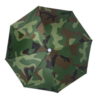 65cm Sonnenschutz Winddicht Kopf Montiert Regenschirm Top Falten Hut Regenschirm(Tarnen)