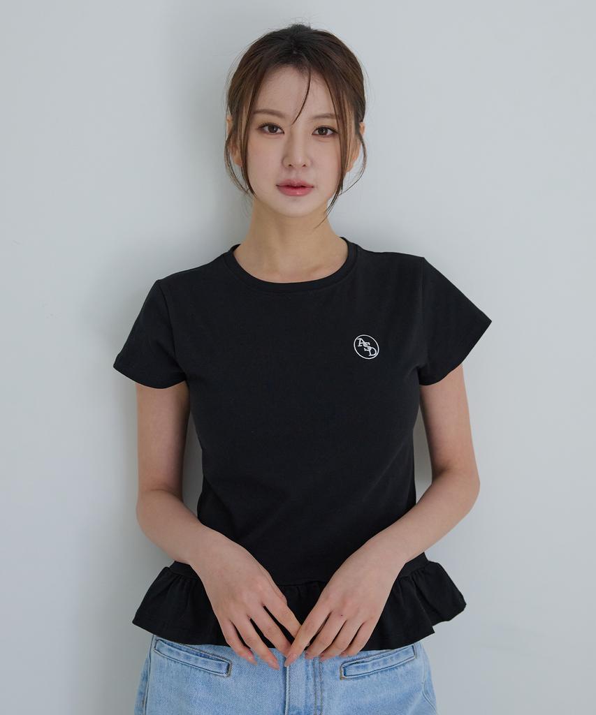 AWESOME STUDIO Frill Layered Short Sleeve T-Shirt Black