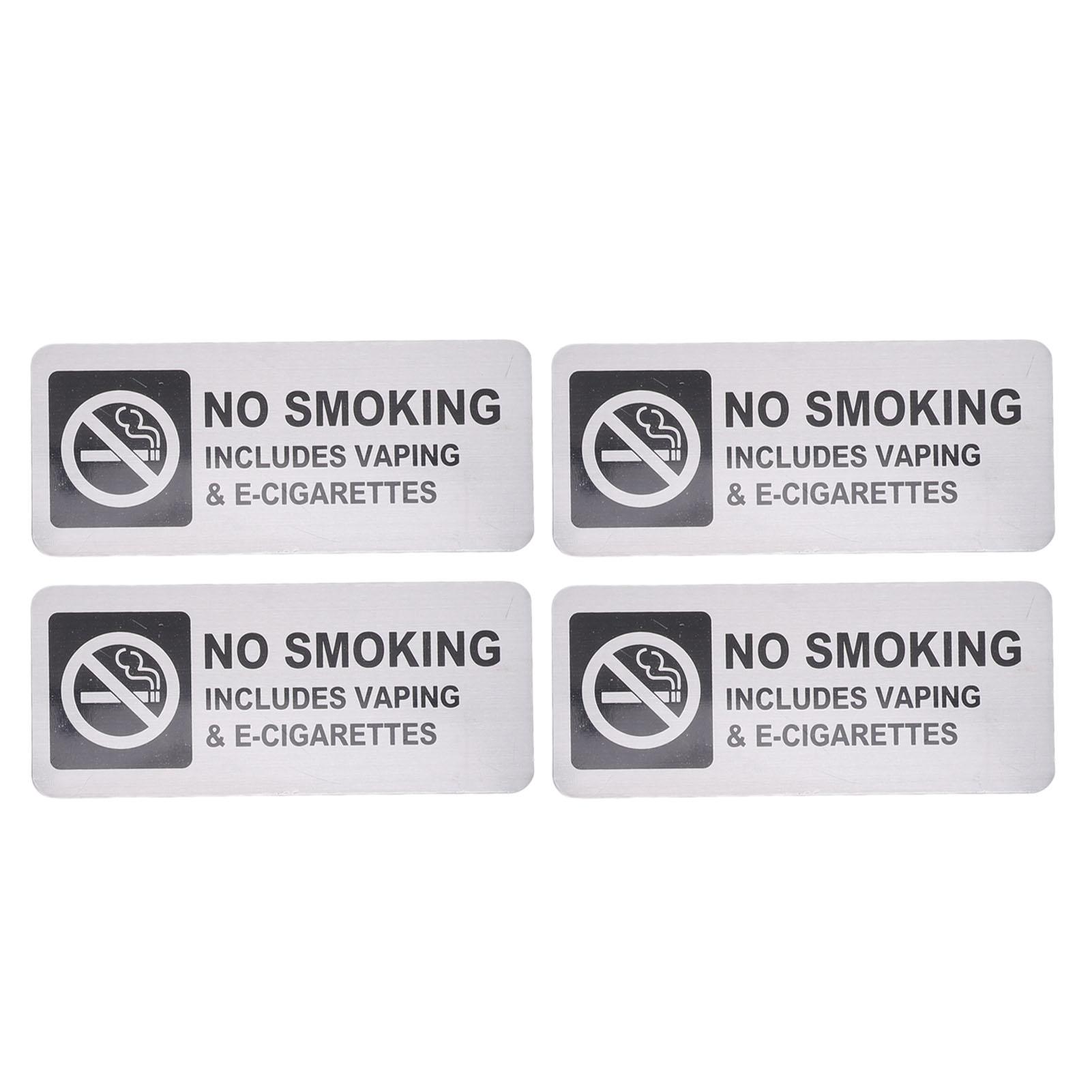 

4pcs No Smoking Signs 7x3 Inch Weather Proof Self Adhesive No Vaping Aluminum Signs for Home Business Indoor Outdoor