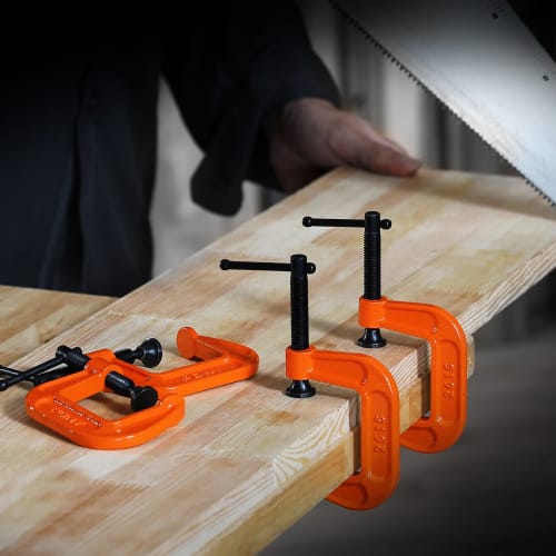 PONY C-Type Clamps, Heavy-Duty Steel, Maximum Clamping Force: 227kg, Maximum Opening: 38mm, DIY Tools for Woodworking, Gluing, Fastening, Welding, Cut