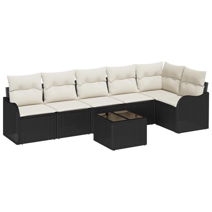 Ensemble de Canapé de Jardin vidaXL 6 Pièces avec Coussins en Rotin Marron, Canapé de Jardin 2 Places vidaXL avec Coussins 3345727