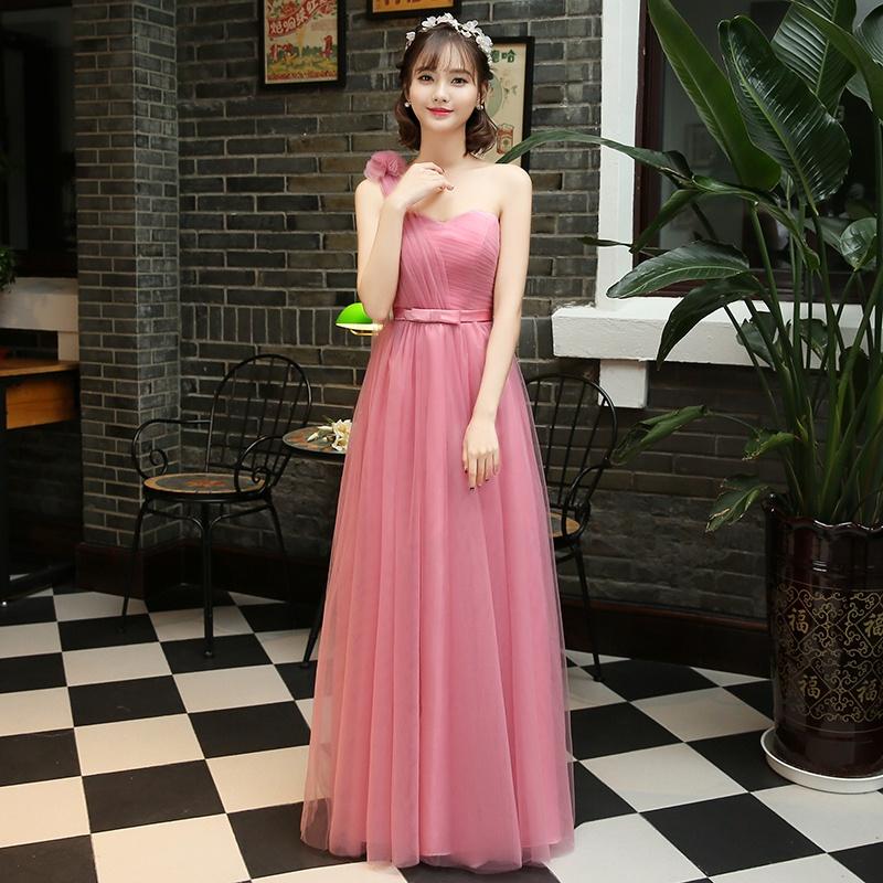 

Розовое платье подружки невесты в пол - Элегантное вечернее платье для свадьбы, банкета и выпускного, Пляжное формальное платье L