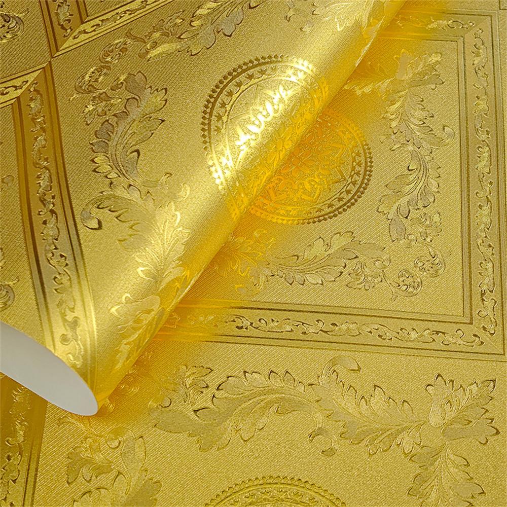 Luxury Classic Gold Foil Wallpaper Roll Living Room 3D Relief Lattice Wall Paper Ktv Bar Papel De Parede