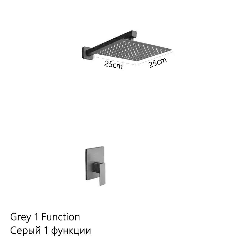 Luxury Brushed Gold/Black/Silver/Grey Hidden Bathroom Shower Faucet Set 10 Inch Shower Head Bathtub Rain Mixer Tap Shower System