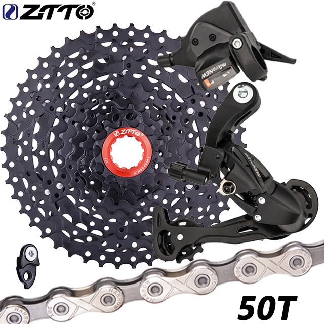 ZTTO MTB 9 Speed Set 1X9 Shifter Rear Derailleur 9V 50T Cassette K7 Sprocket Parts For m370 m430 m590 DEORE Single Crank System