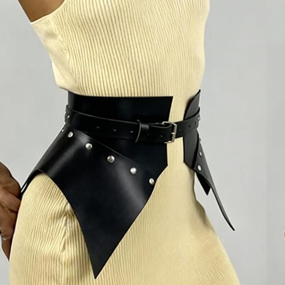 Ceinture Corset Fashion en Cuir PU, Ceinture Corset Large Peplum Gothique, Jupe Ceinture Corset Style Rue Tenue Quotidienne.