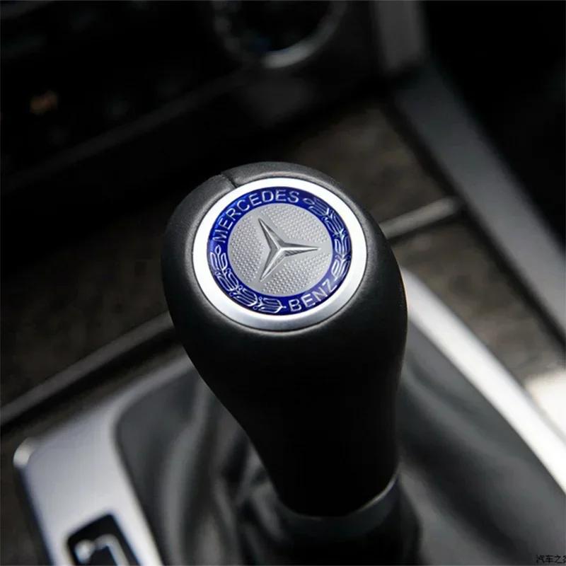 Hot Car Sticker Car Gear Shifter Head Knob Badge Sticker Metal Decal Decoration For Mercedes Benz AMG W204 W205 W203 W211 W212 W