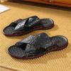 Mode Hohe Qualität Neue Herren Hausschuhe Outdoor Strand Sandalen Indoor Leder Rutschfeste Pantoletten Flip-Flops Herren Strand Hausschuhe Outdoor Flats