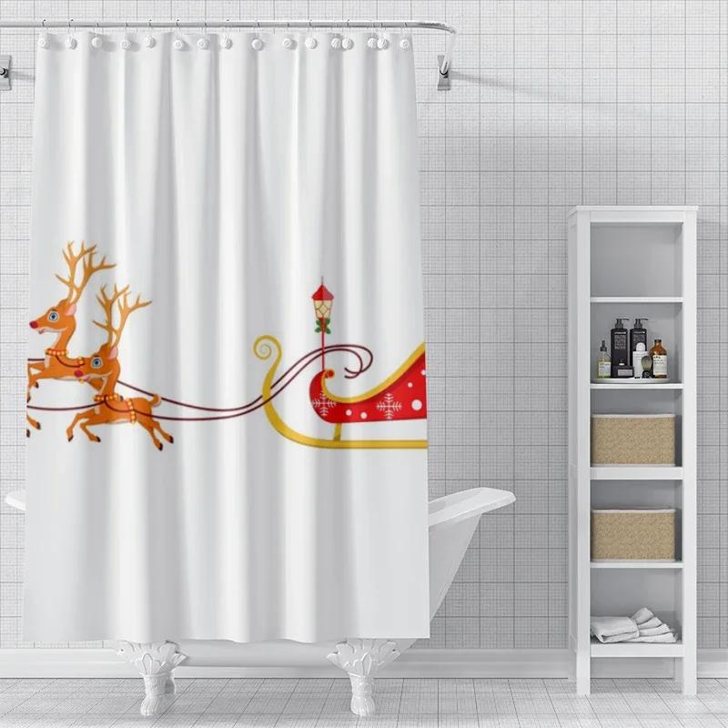 Home Shower Curtains For Bathroom Waterproof Curtain Fabric Modern Nordic Style Living Room Winter Decoration Merry Christmas