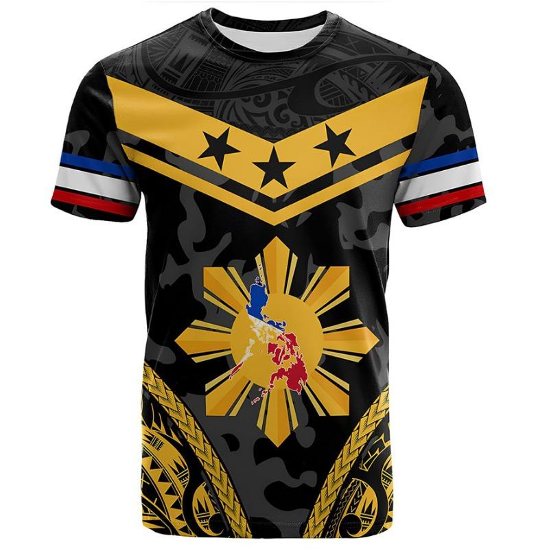 Nové 3D tričko s potiskem vlajky Filipín Erb Filipín Duchovní totem Grafická trička pro muže Vintage top
