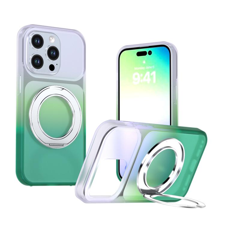 Phantom Skin Feel Gradient PC+TPU Phone Case With 360° Rotating Metal Holder, Magnetic Wireless Charging Shockproof Protective Cover