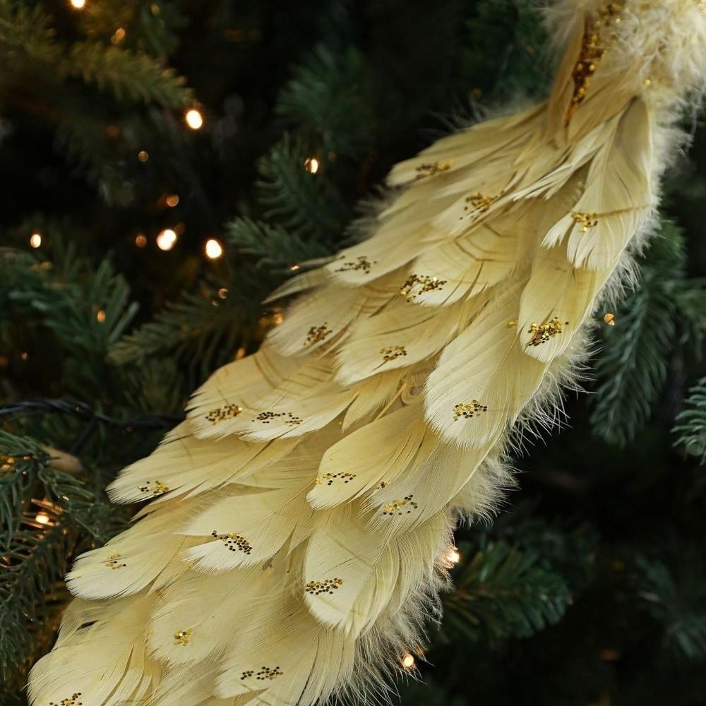 Colorful Christmas Bird Ornaments Glitter Feather Simulation Peacock  Parties Supplies