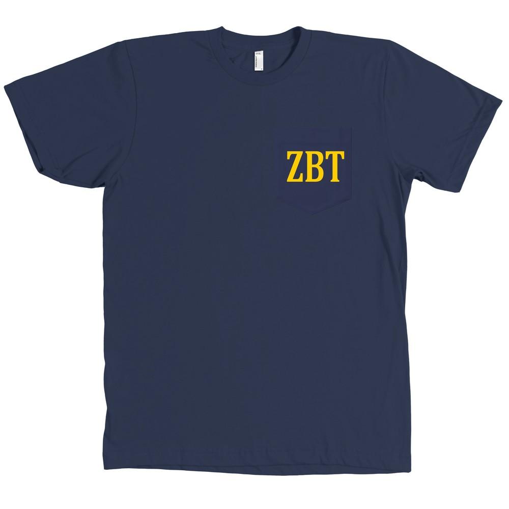 ZBT Zeta Beta Tau Bella + Canvas POCKET Темно-синяя Футболка Братства НОВАЯ Унисекс S