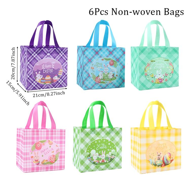 Happy Easter Bunny Waterproof Non-Woven Bag Easter Party Decorations For Home 2026 Kids Favors Supplies Rabbit Candy Gift Bag