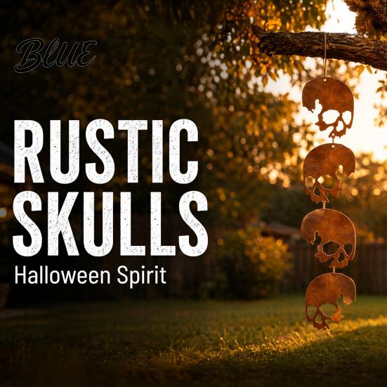 Classic Halloween Yard Decoration Skull Hanging Ornaments Metal Garden Sign Decorative Smooth Finish Decor Shaped Tags for Indoor Outdoor Anti-rust