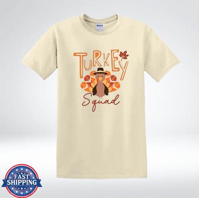 Turkey Squad Thanksgiving Cute Cartoon Turkey Fall Graphic T-Shirt