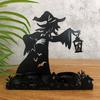 Halloween Witch Candle Holder Resin Which Ghost Figurines Spooky Desktop Statues Decoration for Home Garden Decor