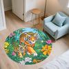 Bamboo Forest Tiger,Round Area Rug,Carpet Rug for Living Room Bedroom Sofa Playroom Decor,Non-slip Floor Mat