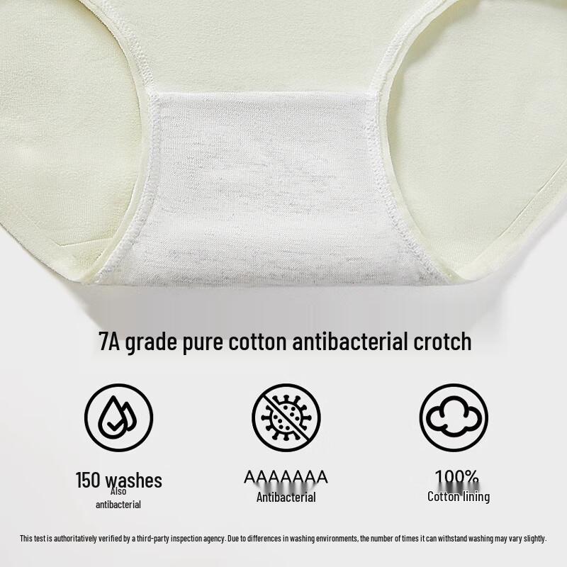 Yuzhaolin Women's 7A Antibacterial Pure Cotton Seamless Mid-Waist Briefs