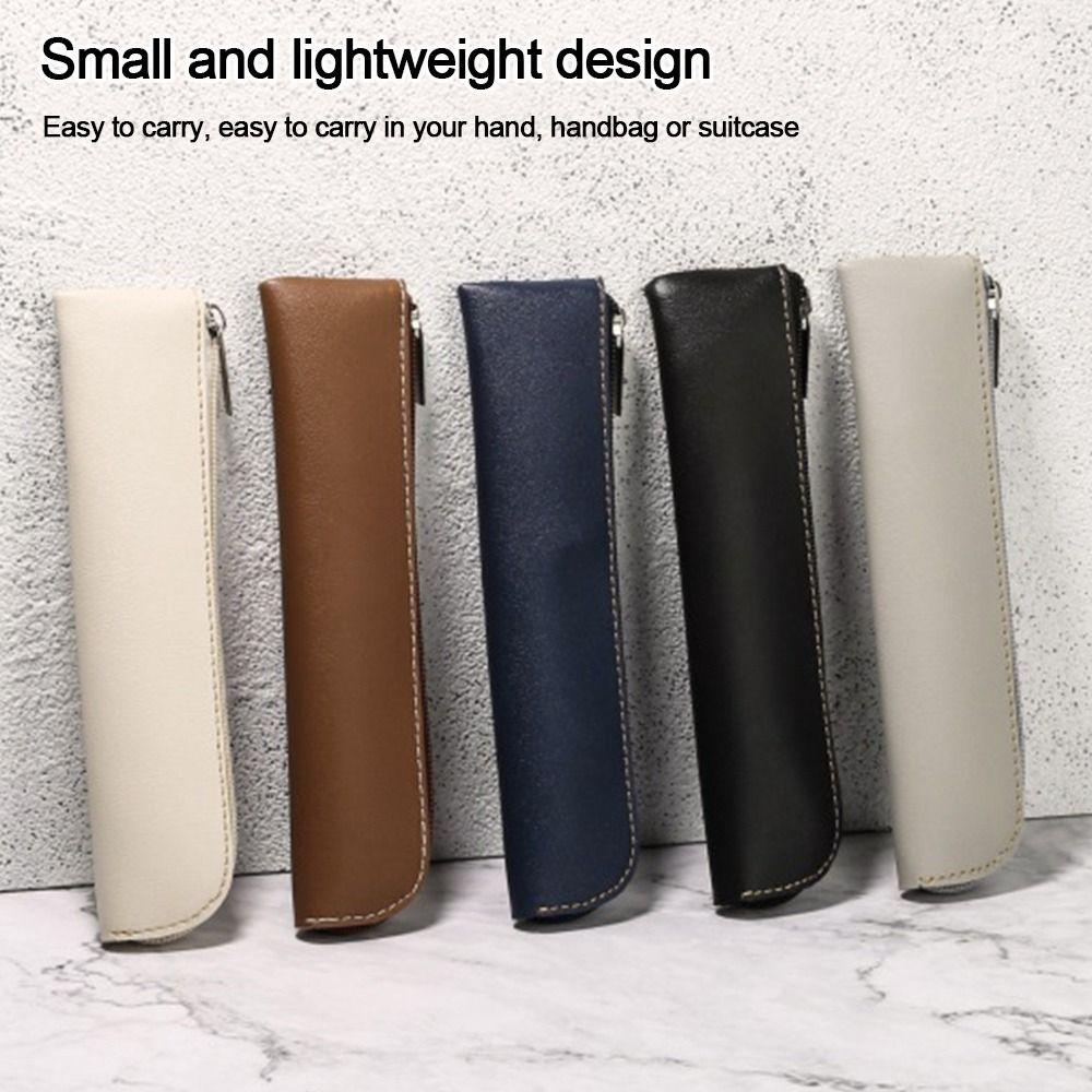 Large Capacity PU Pencil Bags PU Leather Pen Bags Lightweight Pen Holder  Office Supplies