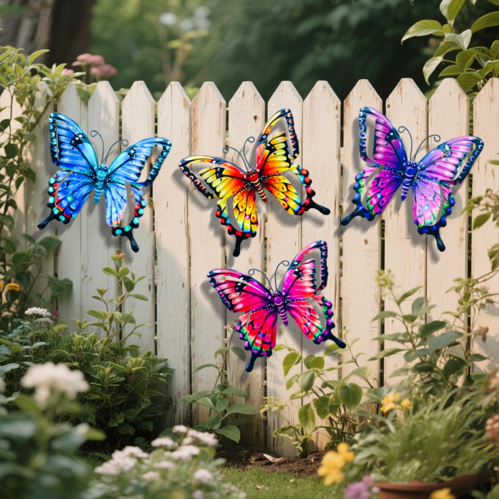 

Set of 4 Metal Butterfly Wall Art Sculptures Decorative Indoor Outdoor Hanging Wall Decor for Living Room Bedroom Office One Size