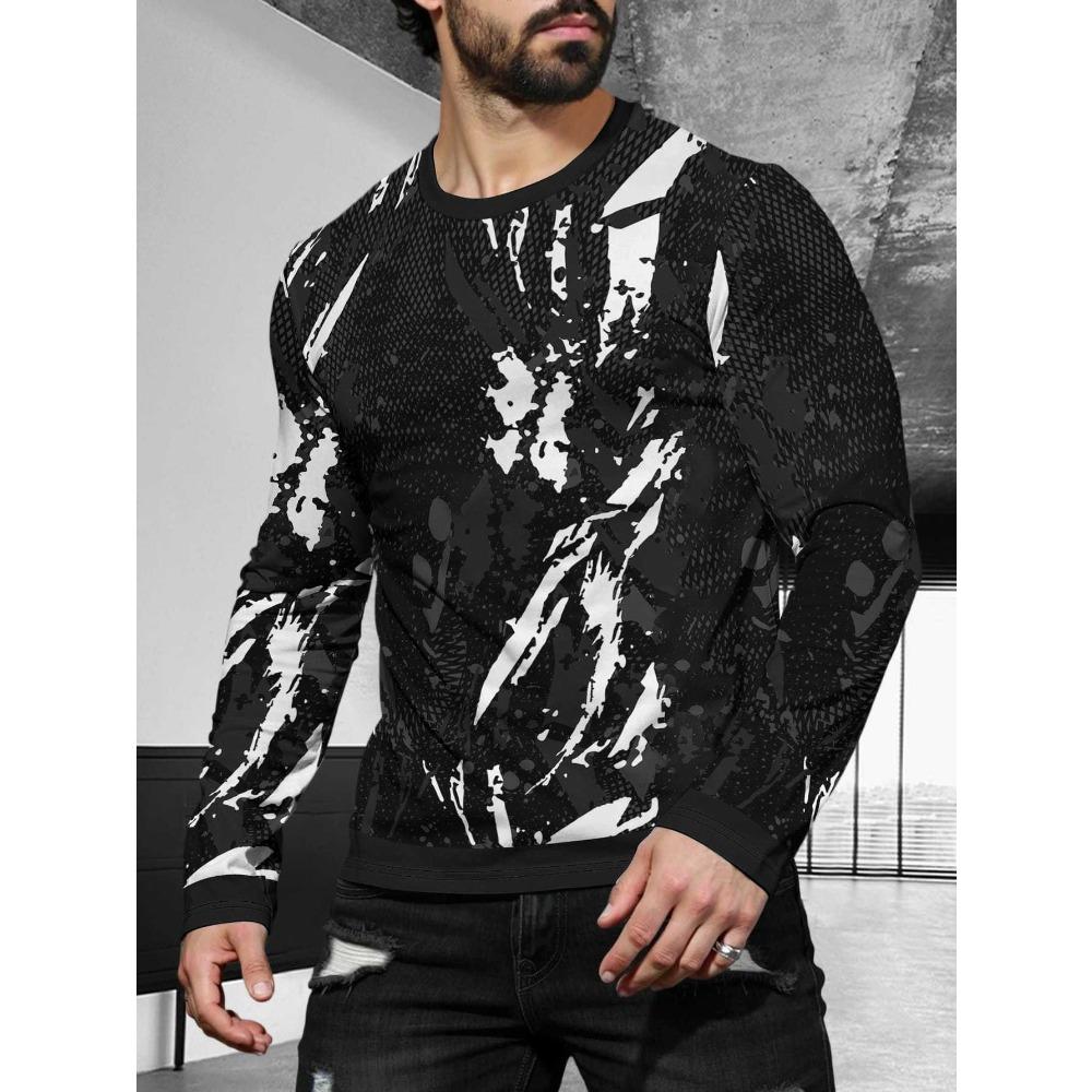 Men's Long Sleeved Casual Simple Style Fashionable Versatile Comfortable Casual Plus Size Men's T-shirt