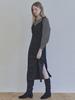 Avang Black Shirring Long Dress -Black