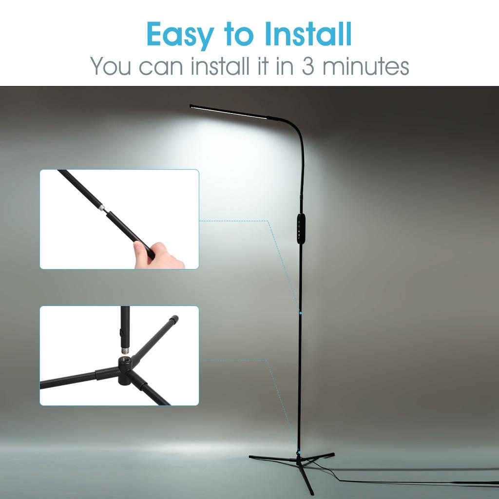 USB Modern Touch LED Standing Floor Lamp Reading for Living Room Bedroom Dimmable Standing Lamp Table Lamp Floor Lamps Black/White 8W