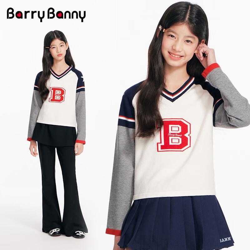 BARRY BANNY Girls Color Block V-Neck Knit Sweater 140