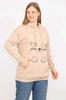 Women's Style Big Size Sweatshirt Mink Plus Size Sweatshirt With Tiered Front Print And Hood Detail