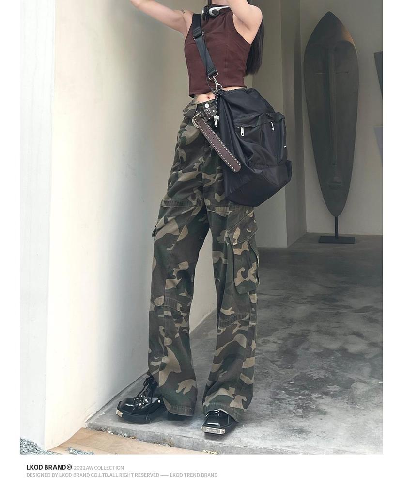 Unisex High-Waist Loose Fit Camouflage Hip-Hop Overalls
