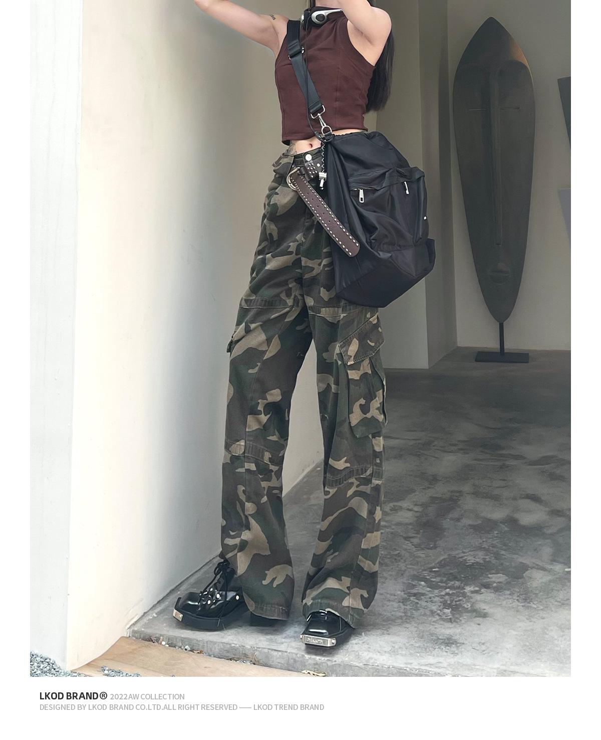 

Unisex High-Waist Loose Fit Camouflage Hip-Hop Overalls 4XL армія зелений колір