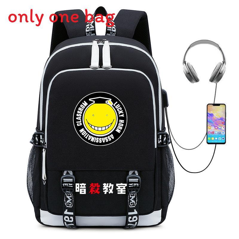 

Assassination Classroom Usb Charging Student Backpack With Water Resistant Oxford Material For School Use чорний