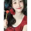 Korean Series Pure Desire BM Red Polka Dot Short sleeve T-shirt Women Summer Bow Small Man Pleat Puff sleeve Top Tide