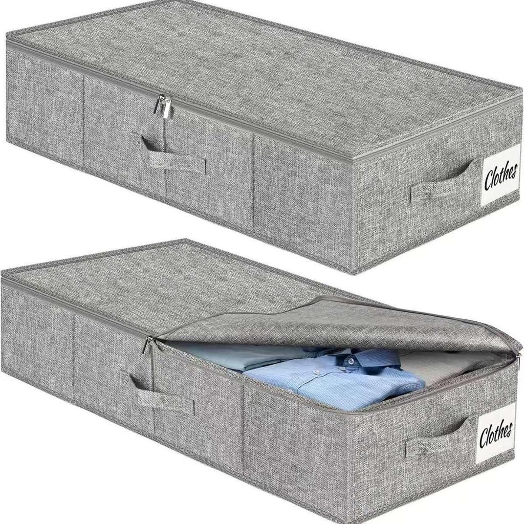 Foldable Dustproof Fabric Shoe Storage Box with Lid and Compartment