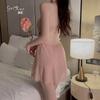 Women's Mesh Underwire Push Up Padded Backless Cami Sleep Dress Costume Set