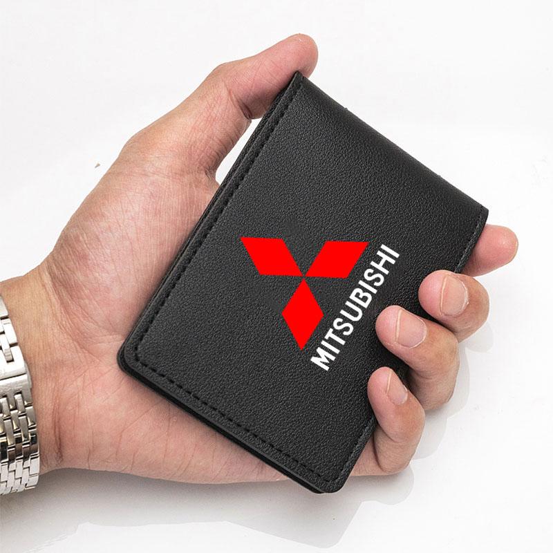 Car Driver License Holder Card Bag Folder Wallet for Mitsubishi Pajero Sport Eclipse Cross L200 Colt Delica Ralliart Triton Car