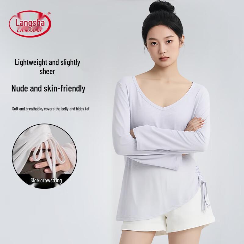 

LangSha Women s Long Sleeve V-Neck Loose Fit Top M