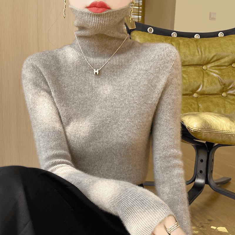 

2025 High-Quality Women s Seamless Slim-Fit Imitation Wool Turtleneck Sweater for Autumn/Winter XL (120-135 lbs)
